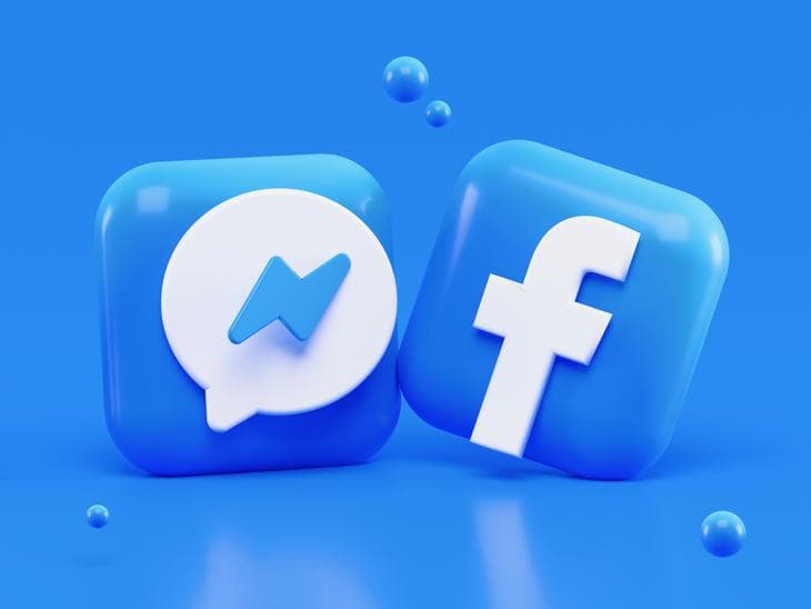 3D rendering of facebook and messenger logos