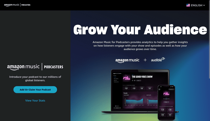 Amazon Music for Podcasters page screenshot