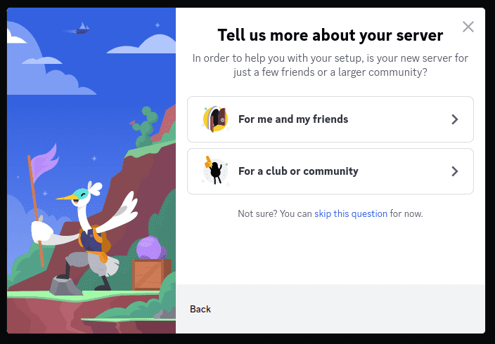 Discord create server screenshot