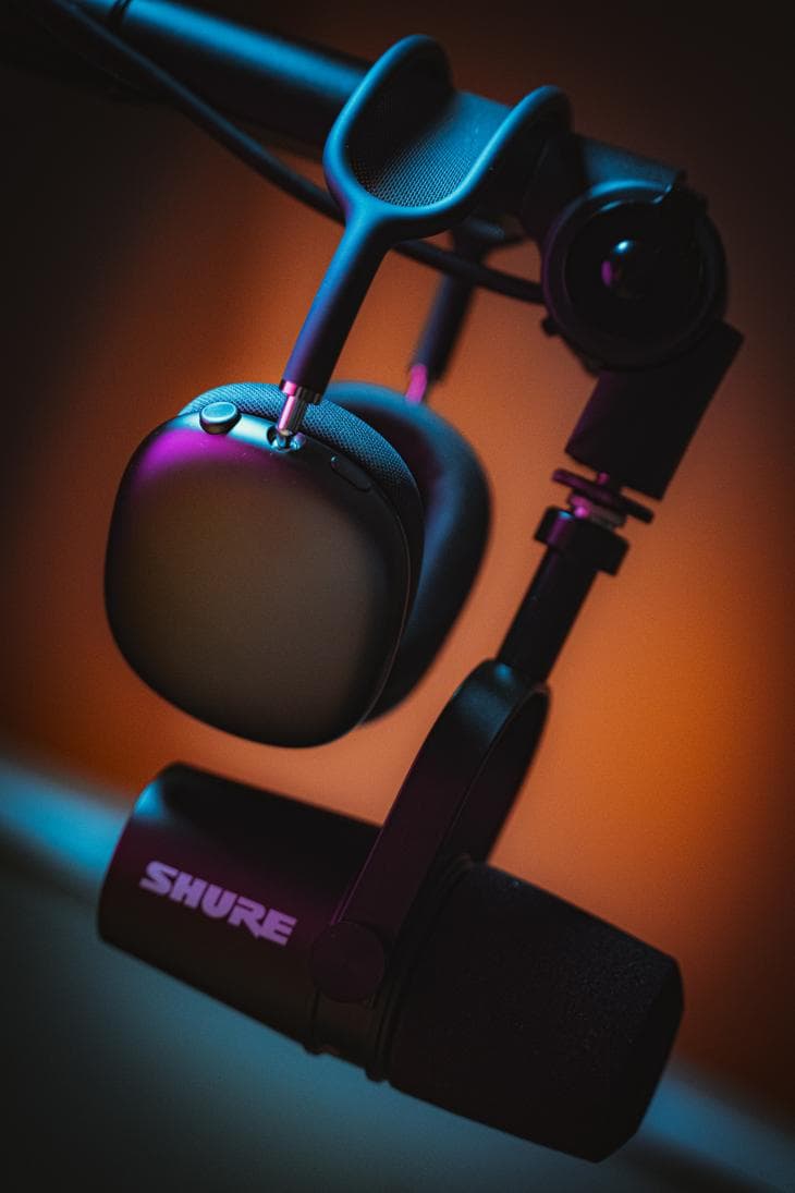 Shure microphone and headphones